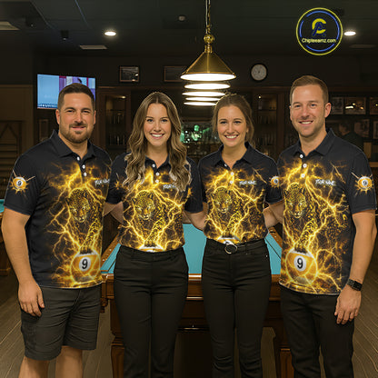 Custom Black & Gold Leopard Billiard Shirt 9 Ball Pool Team Jersey for Men Billiard Outfit BHT114