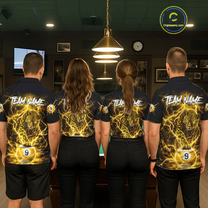 Custom Black & Gold Leopard Billiard Shirt 9 Ball Pool Team Jersey for Men Billiard Outfit BHT114
