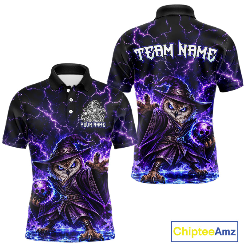 Custom Bowling Wizard Owl Bowling Shirt for Men Lightning Thunder Bowling Jersey QZT1296