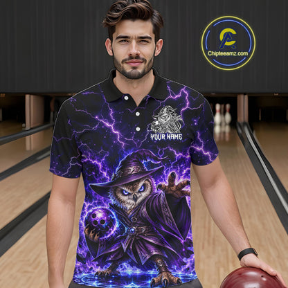 Custom Bowling Wizard Owl Bowling Shirt for Men Lightning Thunder Bowling Jersey QZT1296