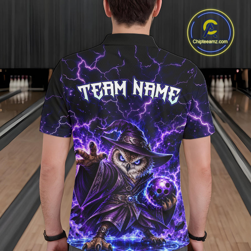 Custom Bowling Wizard Owl Bowling Shirt for Men Lightning Thunder Bowling Jersey QZT1296