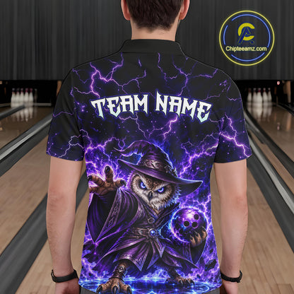 Custom Bowling Wizard Owl Bowling Shirt for Men Lightning Thunder Bowling Jersey QZT1296