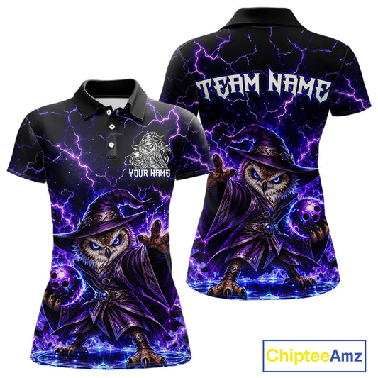 Custom Bowling Wizard Owl Bowling Shirt for Women Lightning Thunder Bowling Jersey QZT1296