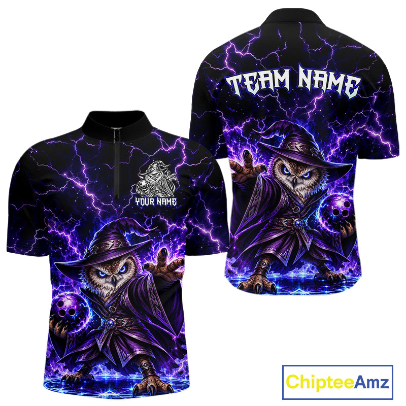 Custom Bowling Wizard Owl Bowling Shirt for Men Lightning Thunder Bowling Jersey QZT1296