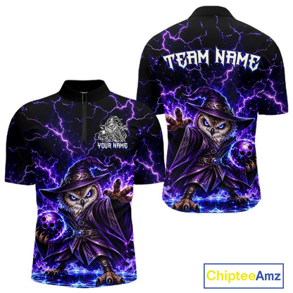 Custom Bowling Wizard Owl Bowling Shirt for Men Lightning Thunder Bowling Jersey QZT1296