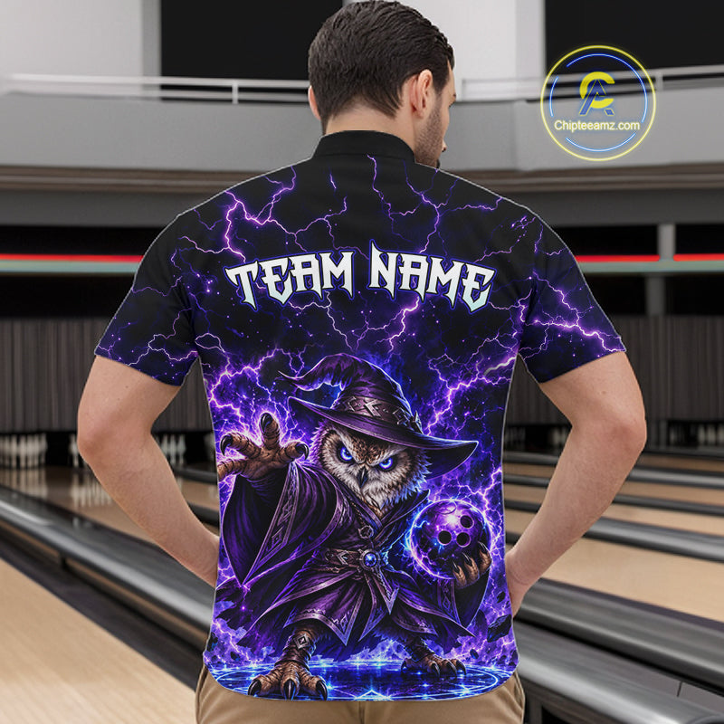 Custom Bowling Wizard Owl Bowling Shirt for Men Lightning Thunder Bowling Jersey QZT1296