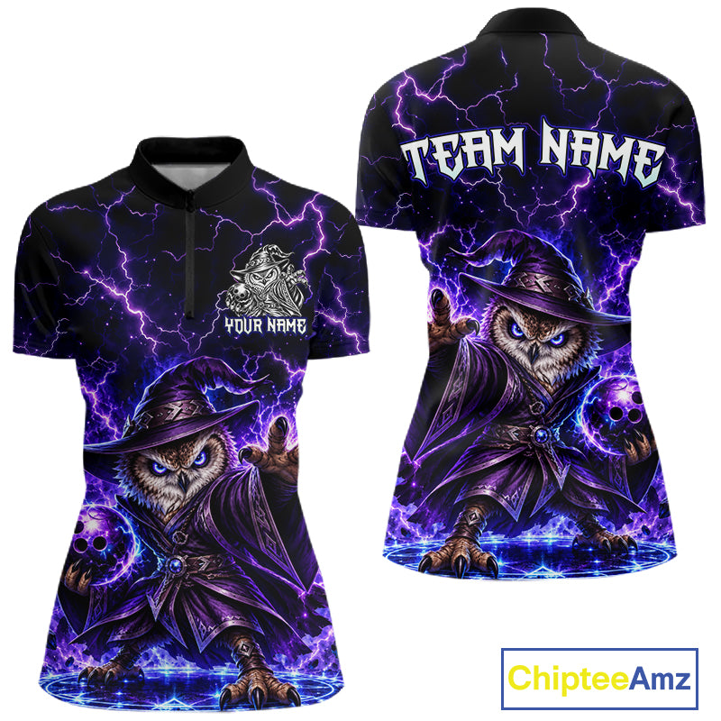 Custom Bowling Wizard Owl Bowling Shirt for Women Lightning Thunder Bowling Jersey QZT1296