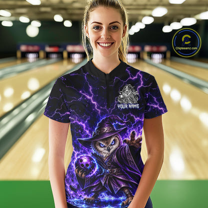 Custom Bowling Wizard Owl Bowling Shirt for Women Lightning Thunder Bowling Jersey QZT1296