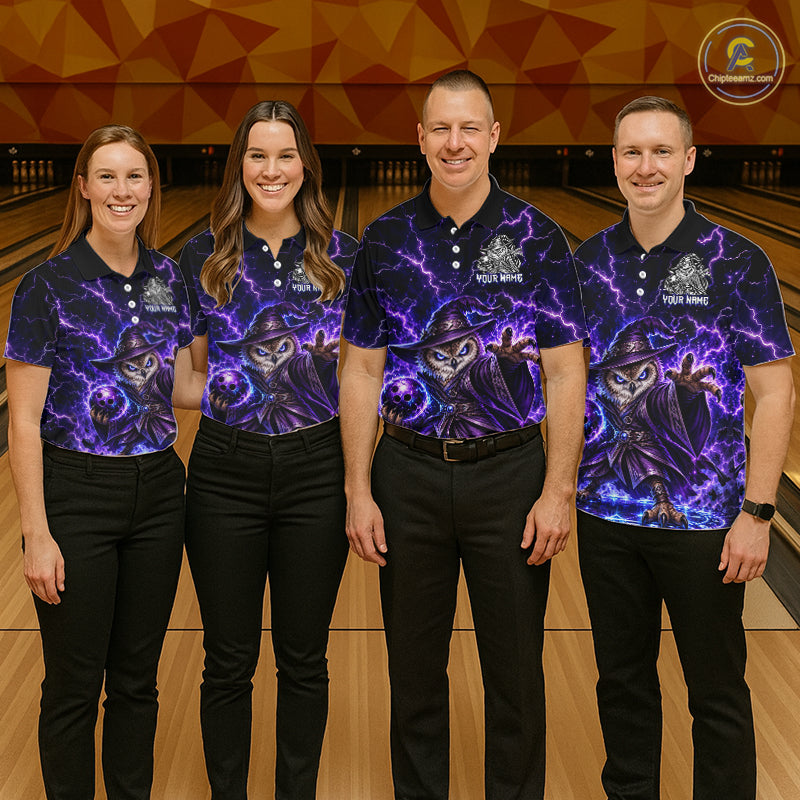 Custom Bowling Wizard Owl Bowling Shirt for Women Lightning Thunder Bowling Jersey QZT1296