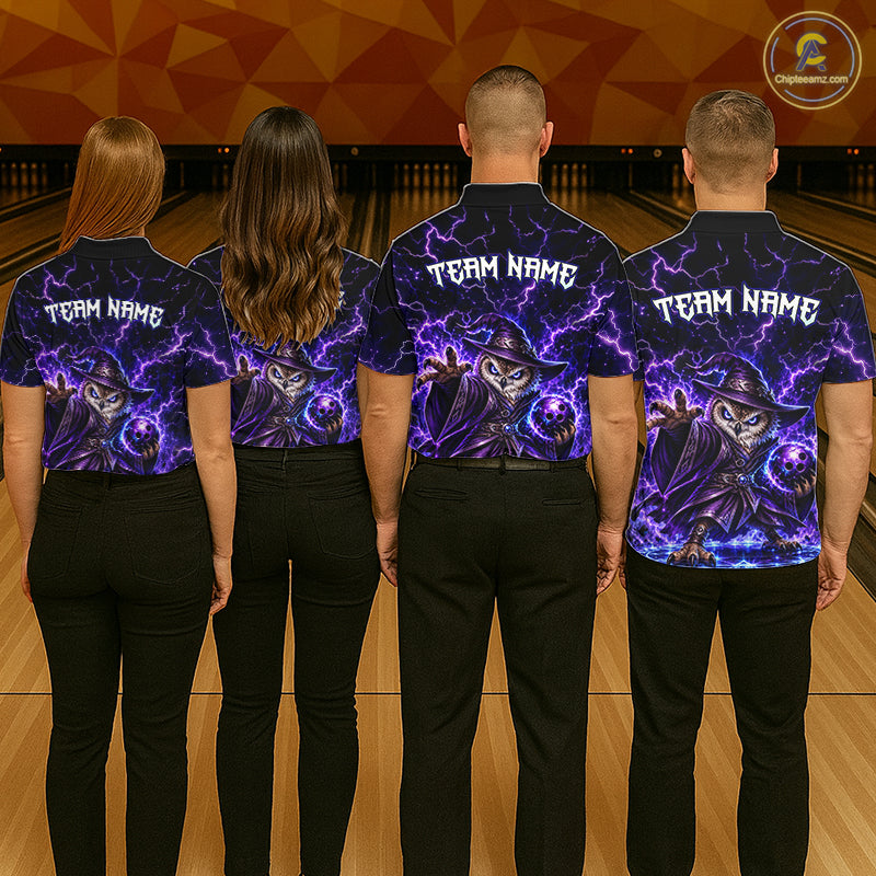 Custom Bowling Wizard Owl Bowling Shirt for Women Lightning Thunder Bowling Jersey QZT1296