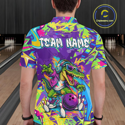 Custom Funny Alligator Bowling Shirt for Men Graffiti Bowling Jersey QZT1297
