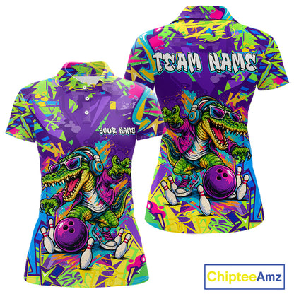 Custom Funny Alligator Bowling Shirt for Women Graffiti Bowling Jersey QZT1297