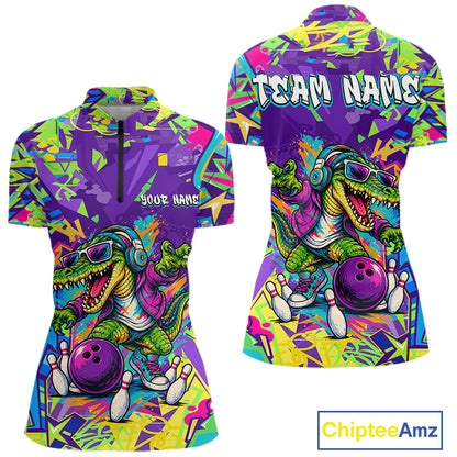 Custom Funny Alligator Bowling Shirt for Women Graffiti Bowling Jersey QZT1297