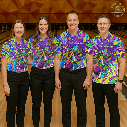 Custom Funny Alligator Bowling Shirt for Men Graffiti Bowling Jersey QZT1297