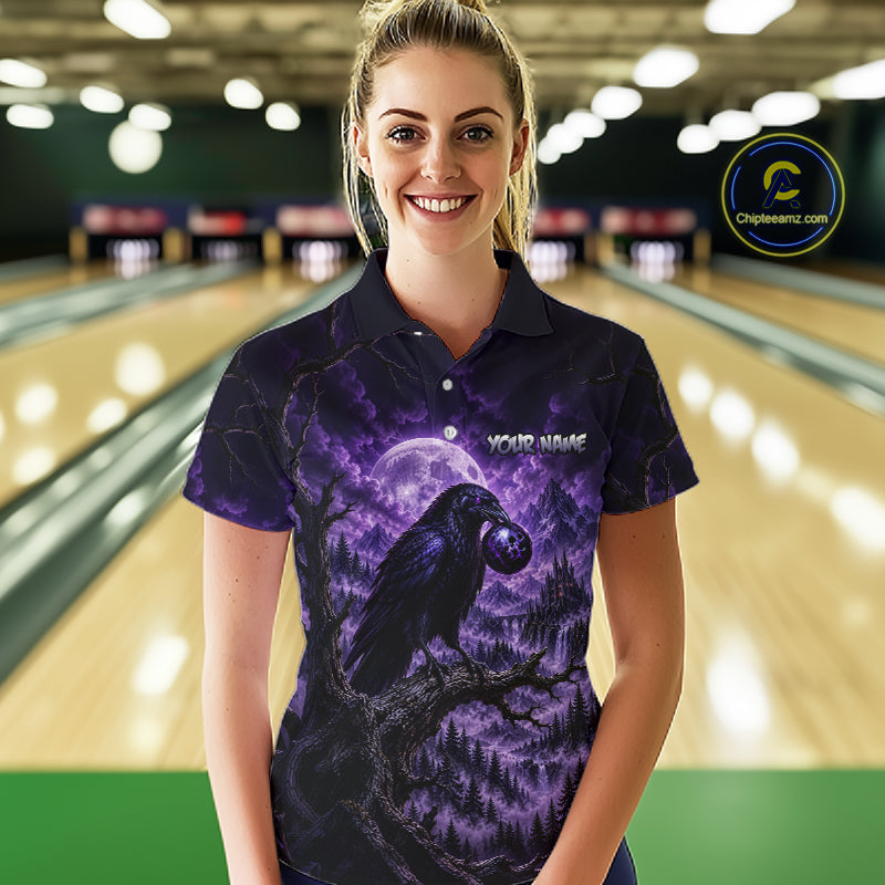 Custom Midnight Raven Bowling Shirt Bowling Team Jersey for Women QZT1299