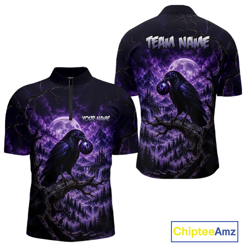 Custom Midnight Raven Bowling Shirt Bowling Team Jersey for Men QZT1299
