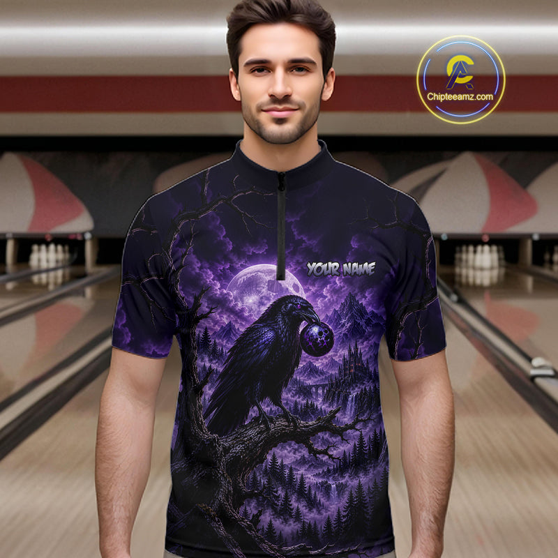 Custom Midnight Raven Bowling Shirt Bowling Team Jersey for Men QZT1299