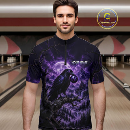 Custom Midnight Raven Bowling Shirt Bowling Team Jersey for Men QZT1299
