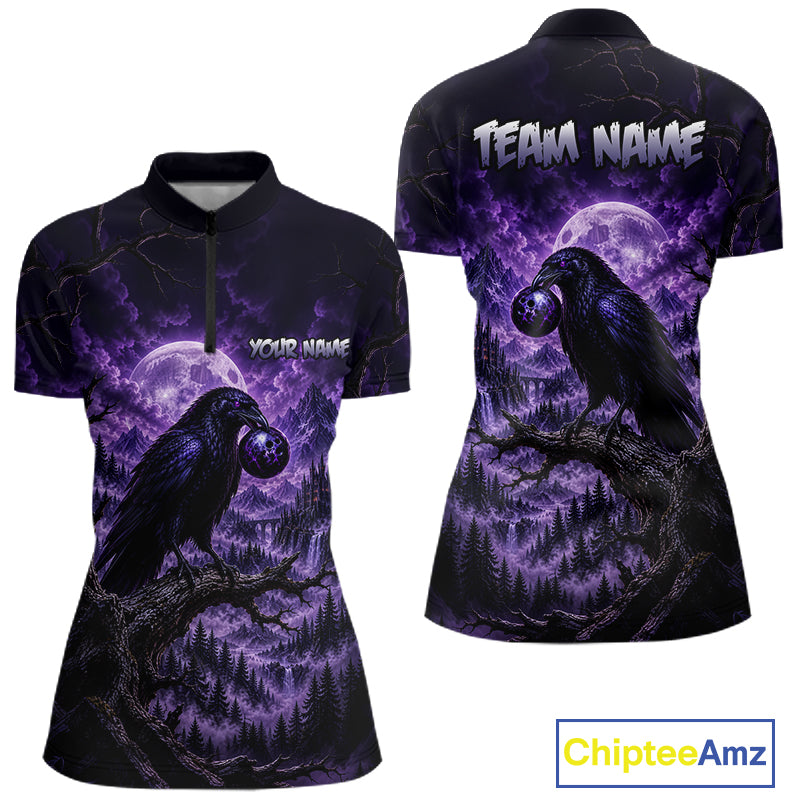 Custom Midnight Raven Bowling Shirt Bowling Team Jersey for Women QZT1299