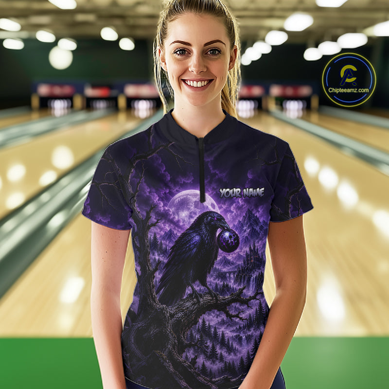 Custom Midnight Raven Bowling Shirt Bowling Team Jersey for Women QZT1299