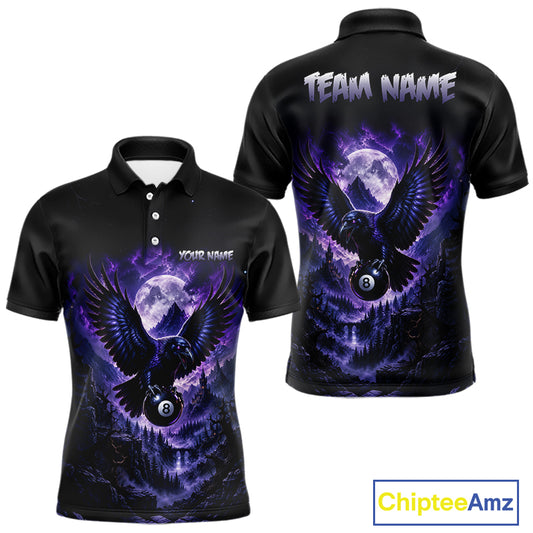 Custom Midnight Raven 8 Ball Billiard Shirts Team Pool Jersey for Men BHT130