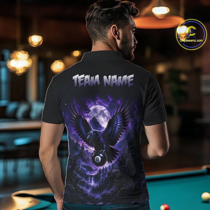 Custom Midnight Raven 8 Ball Billiard Shirts Team Pool Jersey for Men BHT130