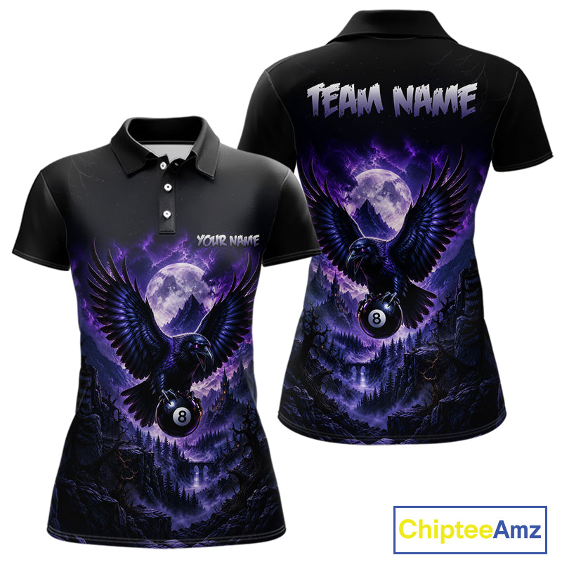 Custom Midnight Raven 8 Ball Billiard Shirts Team Pool Jersey for Women BHT130