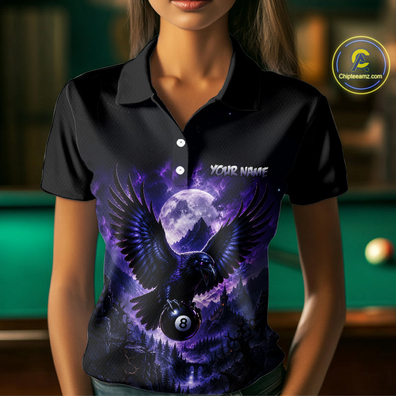 Custom Midnight Raven 8 Ball Billiard Shirts Team Pool Jersey for Women BHT130