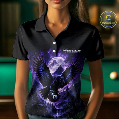 Custom Midnight Raven 8 Ball Billiard Shirts Team Pool Jersey for Women BHT130