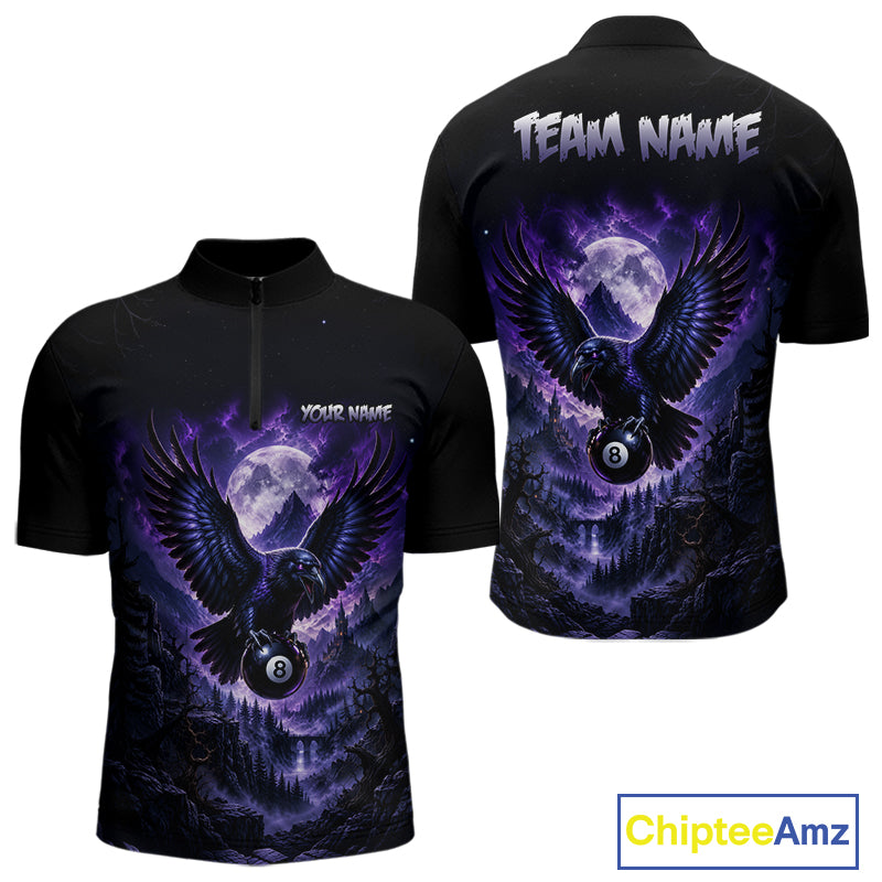 Custom Midnight Raven 8 Ball Billiard Shirts Team Pool Jersey for Men BHT130