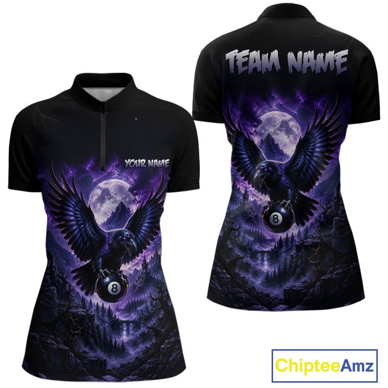 Custom Midnight Raven 8 Ball Billiard Shirts Team Pool Jersey for Women BHT130