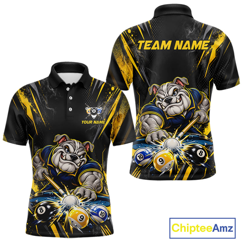 Custom Funny Bulldog Billiard Shirt 8 Ball 9 Ball for Men Billiard Team Jersey Polo & Quarter-Zip BHT160