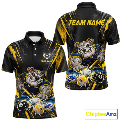 Custom Funny Bulldog Billiard Shirt 8 Ball 9 Ball for Men Billiard Team Jersey Polo & Quarter-Zip BHT160