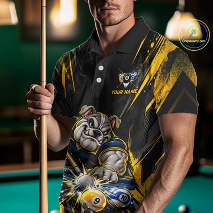 Custom Funny Bulldog Billiard Shirt 8 Ball 9 Ball for Men Billiard Team Jersey Polo & Quarter-Zip BHT160