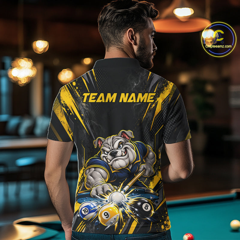 Custom Funny Bulldog Billiard Shirt 8 Ball 9 Ball for Men Billiard Team Jersey Polo & Quarter-Zip BHT160