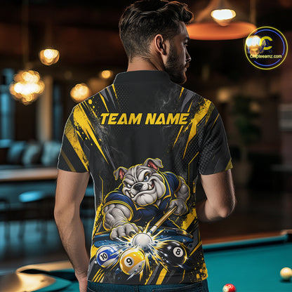 Custom Funny Bulldog Billiard Shirt 8 Ball 9 Ball for Men Billiard Team Jersey Polo & Quarter-Zip BHT160