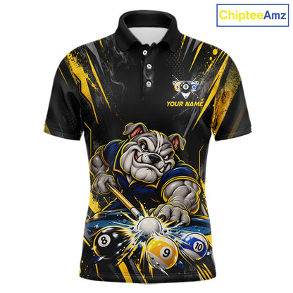 Custom Funny Bulldog Billiard Shirt 8 Ball 9 Ball for Men Billiard Team Jersey Polo & Quarter-Zip BHT160