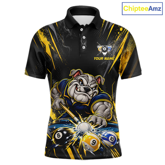 Custom Funny Bulldog Billiard Shirt 8 Ball 9 Ball for Men Billiard Team Jersey Polo & Quarter-Zip BHT160