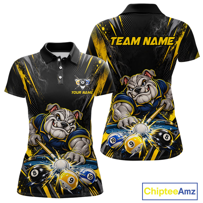 Custom Funny Bulldog Billiard Shirt 8 Ball 9 Ball for Women Billiard Team Jersey Polo & Quarter-Zip BHT160