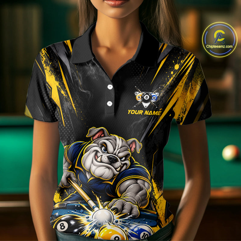 Custom Funny Bulldog Billiard Shirt 8 Ball 9 Ball for Women Billiard Team Jersey Polo & Quarter-Zip BHT160