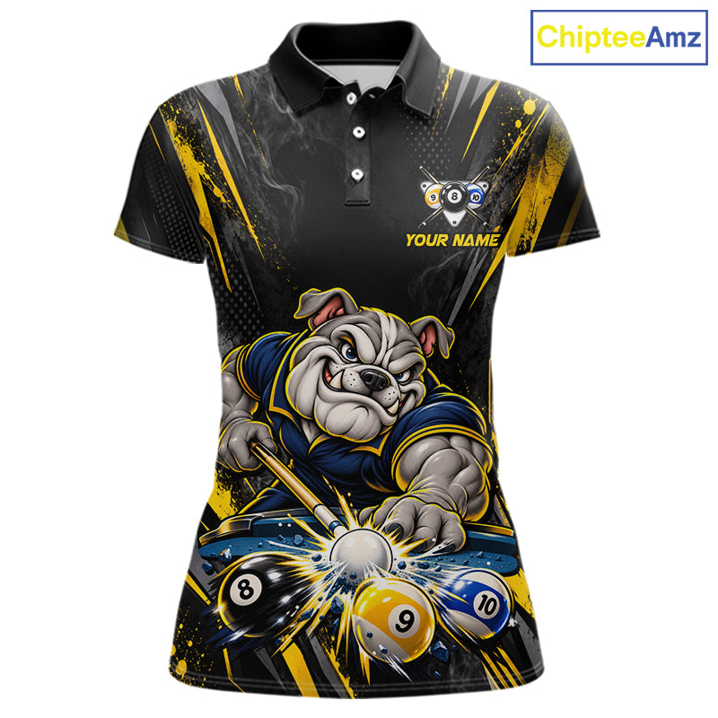 Custom Funny Bulldog Billiard Shirt 8 Ball 9 Ball for Women Billiard Team Jersey Polo & Quarter-Zip BHT160