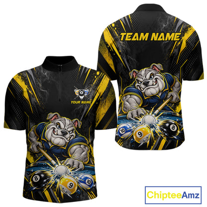 Custom Funny Bulldog Billiard Shirt 8 Ball 9 Ball for Men Billiard Team Jersey Polo & Quarter-Zip BHT160
