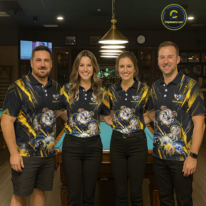 Custom Funny Bulldog Billiard Shirt 8 Ball 9 Ball for Men Billiard Team Jersey Polo & Quarter-Zip BHT160