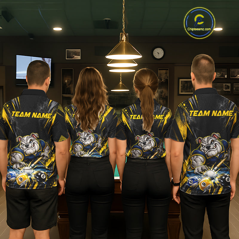 Custom Funny Bulldog Billiard Shirt 8 Ball 9 Ball for Men Billiard Team Jersey Polo & Quarter-Zip BHT160