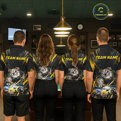 Custom Funny Bulldog Billiard Shirt 8 Ball 9 Ball for Men Billiard Team Jersey Polo & Quarter-Zip BHT160