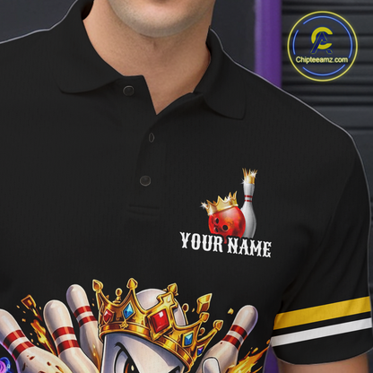 Custom King Pins Bowling Shirt for Men Bowling Team Jersey Polo & Quarter-Zip Shirt Bowling Tournament QZT950