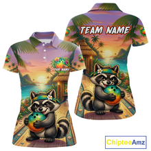 Load image into Gallery viewer, Floral Raccoon Bowling Shirt for Women Custom Bowling Team Jersey Polo &amp; Quarter-Zip QZT993