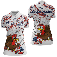 Load image into Gallery viewer, American Funny Turkey Bowling Team Shirt for Women Custom Bowling Jersey Polo Thanksgiving Bowling Outfit QZT775