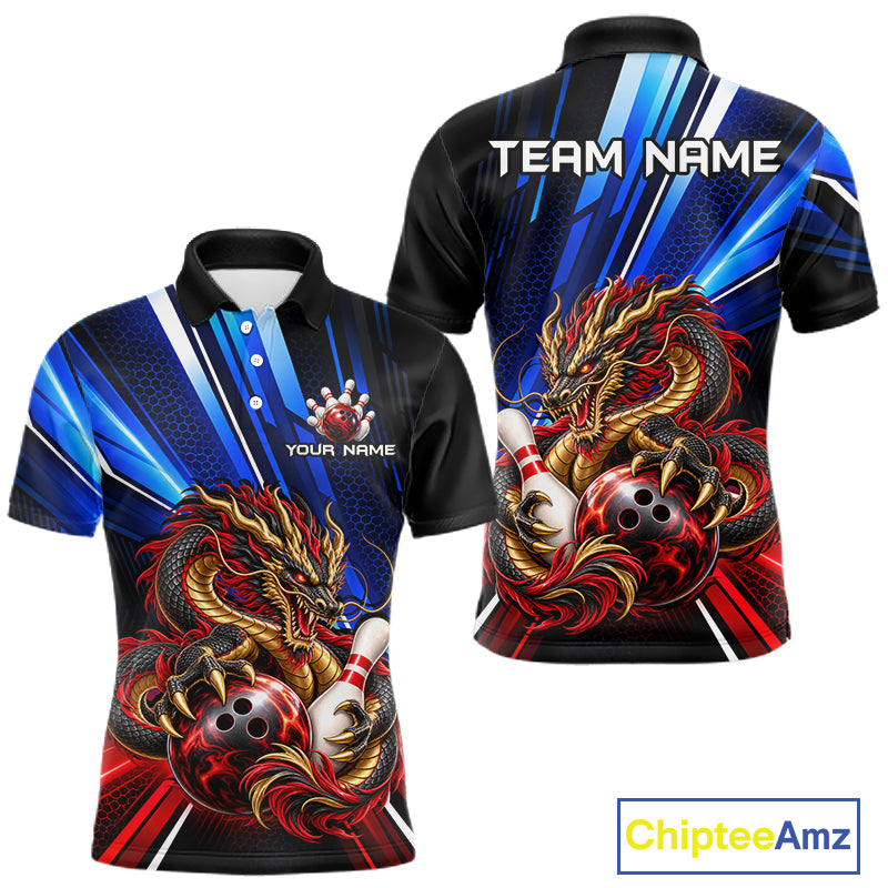 Custom Dragon Bowling Shirt for Men Bowling Team Jersey Polo & 1/4-Zip QZT1370