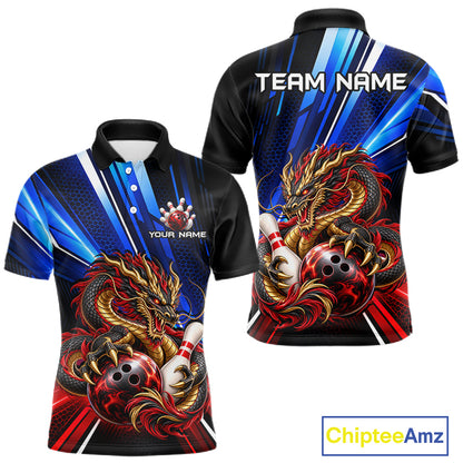 Custom Dragon Bowling Shirt for Men Bowling Team Jersey Polo & 1/4-Zip QZT1370